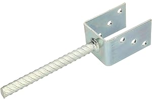 KOTARBAU® Support de poteau en U 61 mm Pied de Poteau Longueur 190 mm Ancrage Poteau à Béton Galvanisé à Chaud Fixation Poteau Bois Pied Poteau Bois Support Poteau Bois