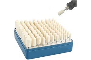 HARUPINK 100PCS Wool Felt Polishing Buffing Wheels Mandrel Mounted Polishing Head Grinding Bits 1/8 Inch Shank Hand for Dremel Rotary Tool Plastic Glass Metal Jewelry