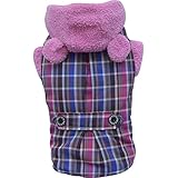 Doggy Dolly W152 Hundemantel mit Kunstfell Kapuze, rosa Kariert, Größe : XL