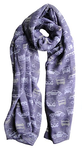 Purple Mauve Camper Van Scarf Ladies Fashion Scarves