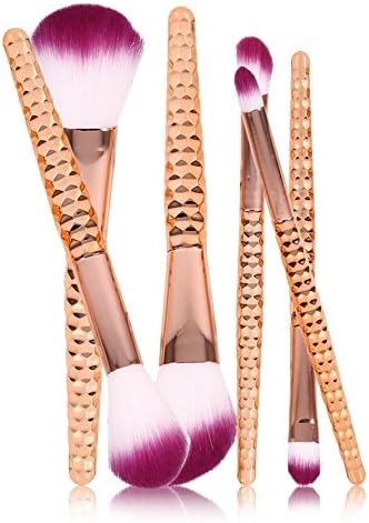 Lospu HY 6Pcs Eyes Makeup Brushes Set Honeycomb Rose Gold Handle Cosmetic Eyeshadow Contour Shadow Highlight Powder Blending Brush Beauty Tools Kits