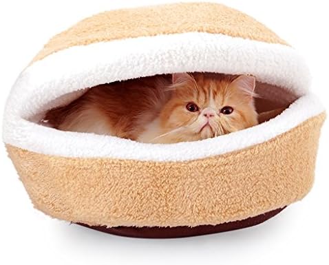 Soft Pet Cave Warm Pet Dog Cat Bed House Plush Cozy Nest Mat Pad Cushion Pet Cave Camel ( Size : S/2.5kg )