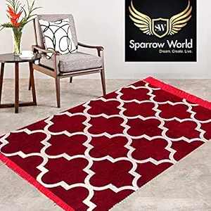 Sparrow World Premium Exclusive Chennille Living Room Carpet,Area Rug,Durries,BedCover || 3X5 FEET || (Maroon)
