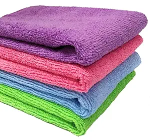 SOBBY Microfibre Cloth for Car Cleaning, Home and Kitchen Cleaning - Pack of 4 (40 cm x 40