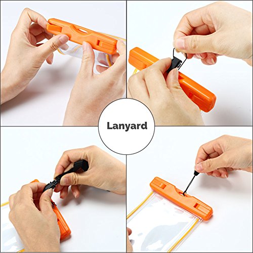 3x Custodia Impermeabile, CaseLover Borsa Sacchetto Impermeabile Cellulare Dry Bag Universale Fino a 6 Pollici Smartphone per Samsung Galaxy S8/ J7/ J5/ J3/ A7/ A5/ A3, Huawei P10/ P10 Lite/ P9 Lite/ P8 Lite, iPhone 7, 7 Plus, 6s / 6, 6s Plus / 6 Plus, SE 5S 5C, ASUS, LG, HTC, Sony Xperia, Waterphoof Cover Case - Nero + Arancia + Blu