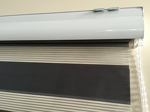Doppelrollo Duo Rollo Farbe dunkelgrau Breite 180 cm Länge 170 cm mit breiter Beschwerung+ geschlossener Kassette+ Kettenzug Alternative zu Gardine oder Plissee (180) - 4