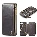 Produktbild elecfan iPhone 8 Ledertasche,iPhone 7 Ledertasche, Brieftasche Etui Case Wallet Zipper Card Holder mit Kartenfächer und Bargeld Retro Vintage Stand Smart Cover Kompatibel mit iPhone 7/8,Braun