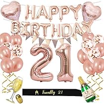 مجموعة ديكورات عيد الميلاد 21 لافتة بالونات عيد ميلاد سعيد ذهبي وردية مع بالون رقم 21 بالون وشاح أسود لأعياد الميلاد مستلزمات الحفلات التي عمرها 21 عام ا Amazon Ae ألعاب