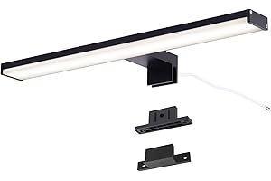 Alpinaluz Applique LED da Specchio Nero per Bagno – 4000K Luce Bianca Neutra – IP44 – Struttura in Alluminio e Supporti in Policarbonato – Installazione su Specchio, Muro o Mobile (40cm 10W)