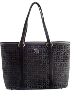Tommy Hilfiger TH Essentials Medium Tote Schwarz Damen Handtasche Hand Elegant Tasche Henkeltasche Taschen Muster