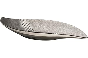 GILDE Ciotola decorativa moderna per chiavi, in ceramica, colore: argento grigio, lunghezza 48,5 cm