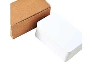 JIHUOO 200 Pièces Petites Carte Blanche Vierge Fiches Vierges Cartes de Visite Word Graffiti DIY Carte Blanc