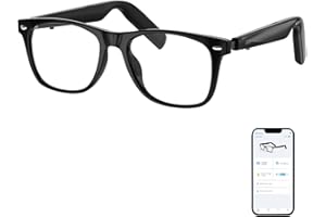GetD Bluetooth Glasses,Open-Ear Smart Glasses,Large Polarized Sunglasses,Bluetooth5.4 Audio Glasses,anti-sound leakage, call noise reduction,UV Protection Lens (Black Frame+Clear Lens)