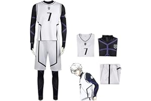 Lzrong Blue Lock Costume de cosplay Rin Itoshi Football Anime Maillot n° 1 Collants Football Uniforme Set Anime Jeu de rôle Costume d'Halloween