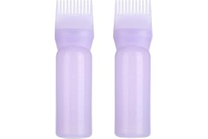 SERLIUM Flacone applicatore di olio per capelli, flacone applicatore pettine per radici da 160 ml Flacone di olio leggero per capelli per il trattamento del cuoio capelluto Essenziale (2 Viola)
