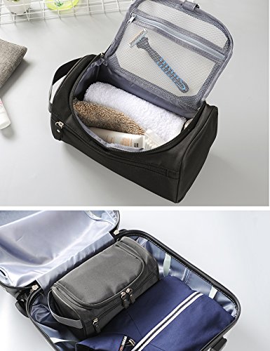 iSuperb® Robustes Herren Kulturtasche Kulturbeutel Wasserdicht Kosmetiktasche Make-up Tasche mit Haken zum aufhängen für Reise (schwarz) - 3