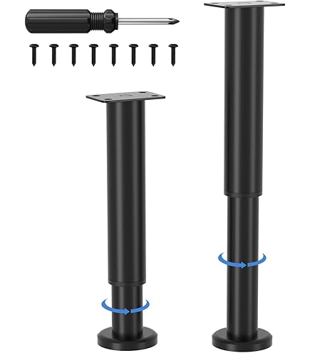 Bedpoten, 4-pack verstelbare hoogte middensteunpoot bedframe bed middenlat poot metalen meubelpoten voet voor kast slaapbank frame vervanging (26 cm (10,2 inch