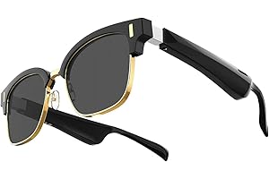 BLESSOURCE Smart Glasses for Men and Women, Open Ear Bluetooth Audio Glasses, Sunglasses Built in Mic & Speakers, Blue Light Filter & UV Pretection Polarized Lenses, IP65 Waterproof Bluetooth Glasses, E13C_W