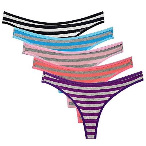 Nightaste-Mutandine-Tanga-da-Donna-in-Cotone-Confezione-da-5-Pezzi-Tanga-a-Strisce-Colorate