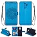 Produktbild Galaxy A6 Plus 2018 Hülle, Geprägte Muster Case, Prägung Mandala PU Leder Flip Cover Kunstleder Schutzhülle Wallet Standfunktion Kartenfächer Magnetverschluss (Samsung Galaxy A6 Plus 2018, Blau)