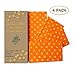Produktbild 100% natürliches Bienenenwachs Set mit 4 verschiedenen Wraps, S18x20 cm M25x25 cm L35x30 cm XL 40x35 cm Hergestellt aus 100 % Baumwolle, 100 % Bienenwachs, Bio-Aloe Vera Öl und Baumharz.Orange