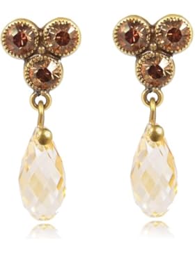 Ohrringe mit Kristallen von Swarovski® Braun - Gold Light Smoked Topaz - Etui