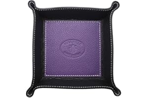 FrasiBags Vassoio Svuotatasche in Vera Pelle Quadrato, Centrotavola Portaoggetti Svuota Tasche in Pelle, Moderno Vassoio Portachiavi Ingresso, Svuotatasche Design Moderno Made in Italy (Viola)