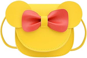HOLLYLIFE Girls Shoulder Bag with Mouse Ear Bow Knot Kids PU Handbags Waterproof Shoulder Bag Shoulder Strap Adjustment Cute Fashion Outing Bag For Kids Girls Gift