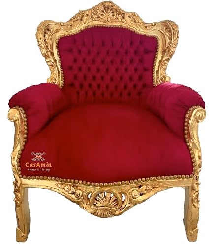 Poltrona barocca rossa con 4 gambe ritorte - Mobili rococò