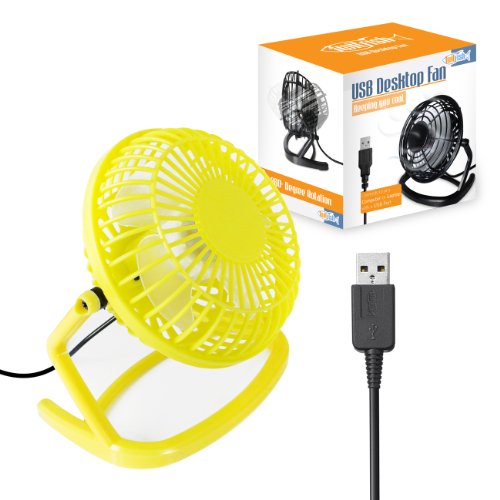 Twitfish USB Retro Fan - Ventilador de plástico con cable USB ( 4" ) - Amarillo