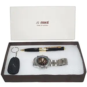 MMHB SPY Combo Offer Wristwatch Camera + Pen Camera + Keychain Camera 3 in 1 by MMHB Brand 16GB Wristwatch + 32 GB SUPPORTABLE Pen and Keychain Hurry by MMHB (a)