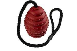 Classic Pet Products Rubber Oval Ball on a Rope, Small, 75 mm, Red/Black