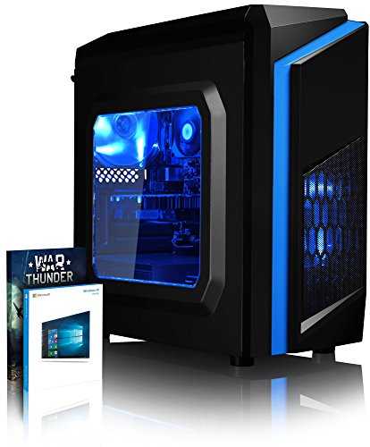 VIBOX Killstreak GS810-14 Gaming PC - 4,2GHz AMD 8-Core Prozessor, GT 710 GPU, preiswerte, Familien, Multimedia, Heim- & Bürocomputer, Desktop Gamer Computer mit Spielgutschein, Windows 10, Blau Innenbeleuchtung, lebenslange Garantie* (3,3GHz (4,2GHz Turbo) Superschneller AMD FX 8300 Octa-Core Prozessor CPU, Nvidia GeForce GT 710 1GB Grafikkarte GPU, 16GB DDR3 1600MHz RAM, 2TB (2000GB) SATA III 7200rpm Festplatte, 400W 85+ Netzteil, CIT F3 Blau Gaming Geh§use, AM3+ Mainboard)