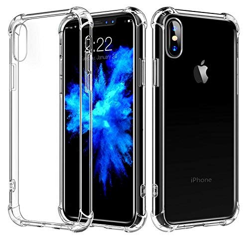 Cover iPhone X iPhone XS HUSHCO Custodia Morbida Silicone Sottile TPU Antiurto Paraurti Ultraleggera e Chiaro Antigraffio Anticaduta Bumper Protettiva Resistente Indistruttibile Gel Case - Trasparente