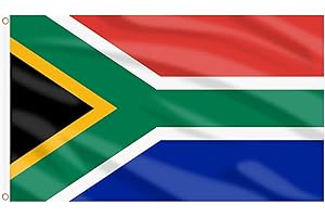 AhfuLife Grand Drapeau Sud-Africain 90×150cm, 1pcs Drapeau de Afrique du Sud Double Face avec œillets en Laiton en Polyester pour Rugby Décor Coupe du Monde 2023, Football Coupe du Monde Party Decor