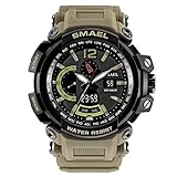 Knowin Uhren Mode Digital LED Sportuhr Unisex PU Band Mode Herrenuhr LED Dual Display Digital Elektronische Sport Armbanduhren in Armeegrün, Schwarz, Blau, Kaffee, Gold, Gold, Grün, Khaki, Rot