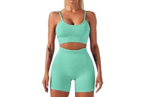 HANERDUN Conjunto Deportiva para Mujer 2 Piezas para Mujer Pantalones De Yoga Súper Elásticos Leggings de Cintura Alta con Sujetador Deportivo