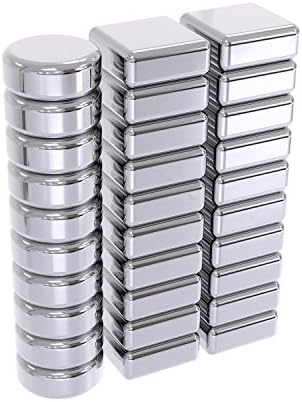 SYCEES Neodymium Magnets Set of 30 10 x 4 mm Round Magnets + 20 10 x 10 x 4 mm Cube Magnets Extremely Strong for Fridge Notice Board Magnetic Board