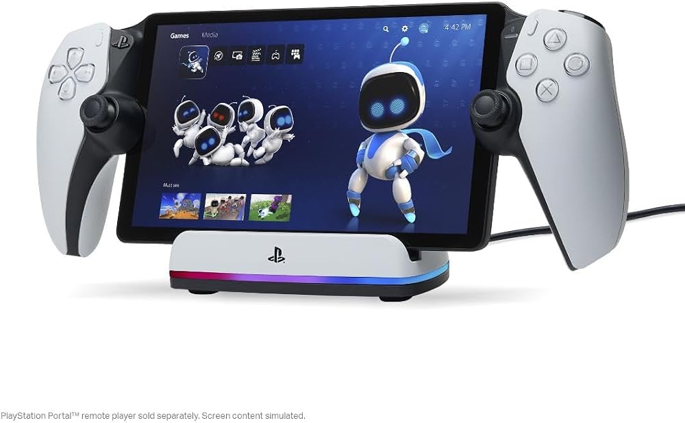 PowerA Charging Station for PlayStation Portal™ Remote Player with Lumectra™, RGB Lighting, USB Powered, Magnetic Charger, Charge and Display, Weighted Base, Officially Licensed