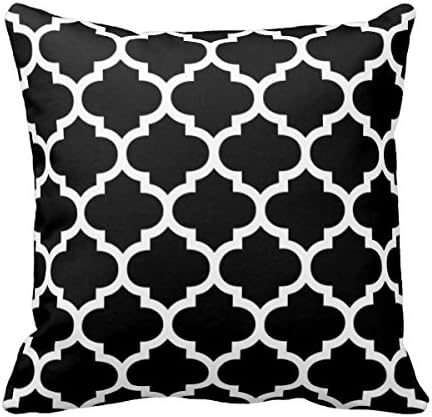 Home Decorative Moroccan Quatrefoil Black And White Pillow Throw Pillow Cover Cushion Case 18"