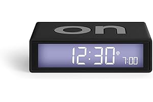 Lexon Flip+ Reloj Despertador con Pantalla LCD (Goma), Color Negro