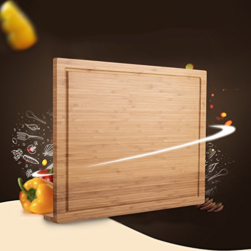 SHINY HOME® Hochwertiges Schneidbrett aus Bambus Küchenbrett Holz Brotbrett Küchenbrett großes Holzbrett Frühstücksbrett L x B x H: ca. 45×40×1.5cm