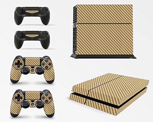 Gizmoz n Gadgetz PS4 Console Carbon Gold Colour Skin Decal Vinal Sticker + 2 Controller Skins Set