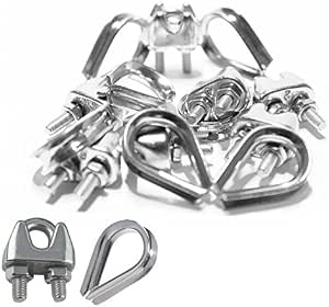 Produktbild von 5x Drahtseilklemme Doppelloch – Edelstahl, Für 1,5–2 Mm Seile, Werkzeugfrei, Für Markisen & Wäscheleinen