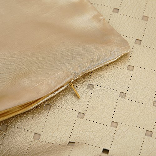 Deconovo Kissenbezüge Lederoptik Kissenhülle Wohnzimmer 30×50 Gold Quadrat 2er set - 5