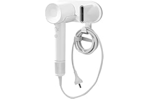 SEICHYGO Supporto da parete per asciugacapelli compatibile con Dyson & Laifen, supporto adesivo per tutti gli asciugacapelli magnetico ad alta velocità, con gancio organizer per cavo e tappetino