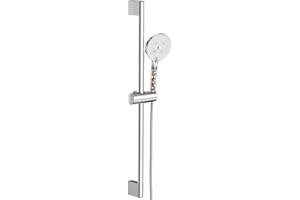 Duschstange 70CM mit Duschkopf, YEAUPE PRO Brausestangenset mit Duschkopfhalterung Handbrause, Duschkopf mit Schlauch 1,6M, Duschkopf mit Filter, Duschsystem, Duschset für Badezimmer Weiß/Chrom