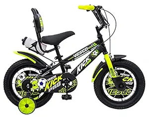 VESCO Kick Pro 14 Inch Green Cycles Fully Adjustable with Back Seat & Support for Boys and Girls 2 to 5 Years (Green)