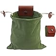 Canvas Foraging Pouch for Hiking Durable Foraging Bag Collapsible Bushcraft Bag Portable Waist Bag for Outdoors Camping Easy Looping Around Belts-Canvas Green