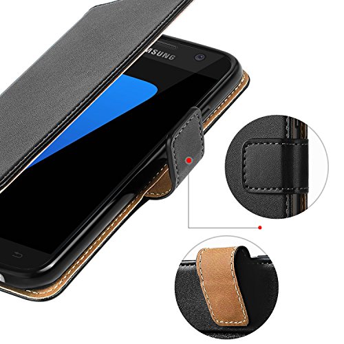 HOOMIL Funda Samsung Galaxy S7  Cuero Premium Fundas para Samsung S7 2016 Carcasa Case  H3011  Negro 